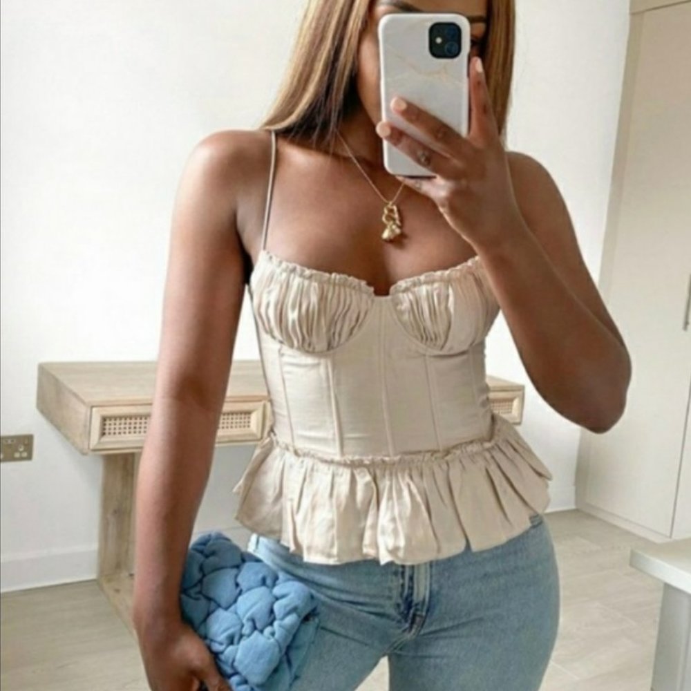 H&M Brock Collection Ruffled Peplum Corset Top